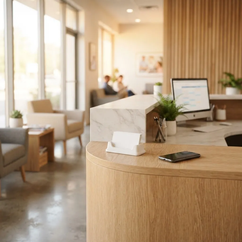 Card NFC alla reception di uno studio dentistico